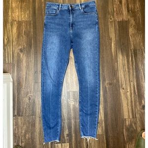 high rise ridley 'skinny' jeans w/ raw hem detail